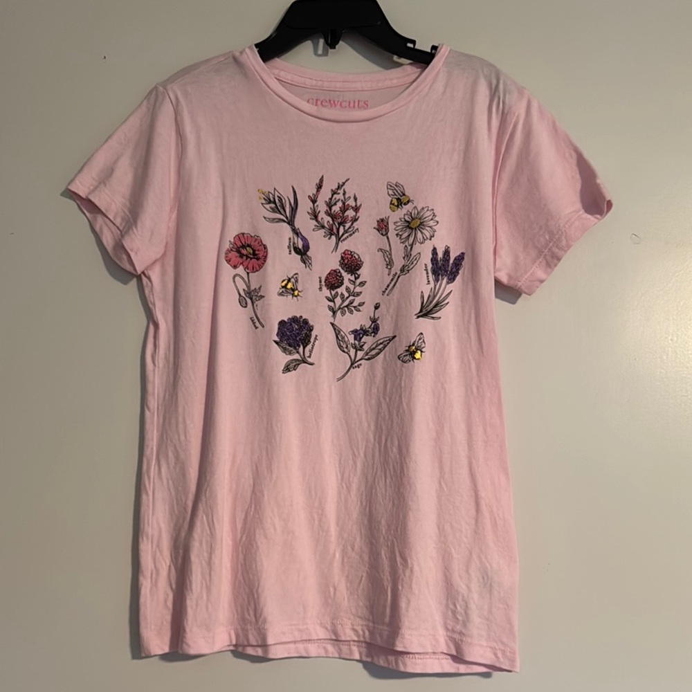 Girls Pink Floral Graphic T-Shirt